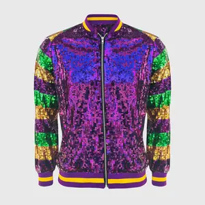Mardi Gras Varsity Sequin Bomber Jacket