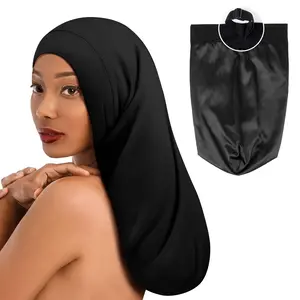 Long XL Silk Satin Bonnet for Braids, Dreadlocks for Curly Hair Sleeping, Large Silk Sleep Cap for Black Women Men Frizzy Hair