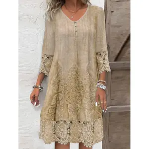 Lady's Solid-Color, Lace-Trim Sports Dress for Outdoor Activities
