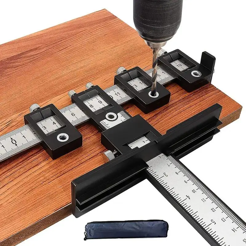 Cabinet Hardware Jig Tool, Multipurpose Wood Drilling Dowelling Guide Tool, Woodworking Jig Tool for Installation of Handles Knobs on Doors and Drawer