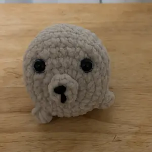 Handmade crochet gray seal