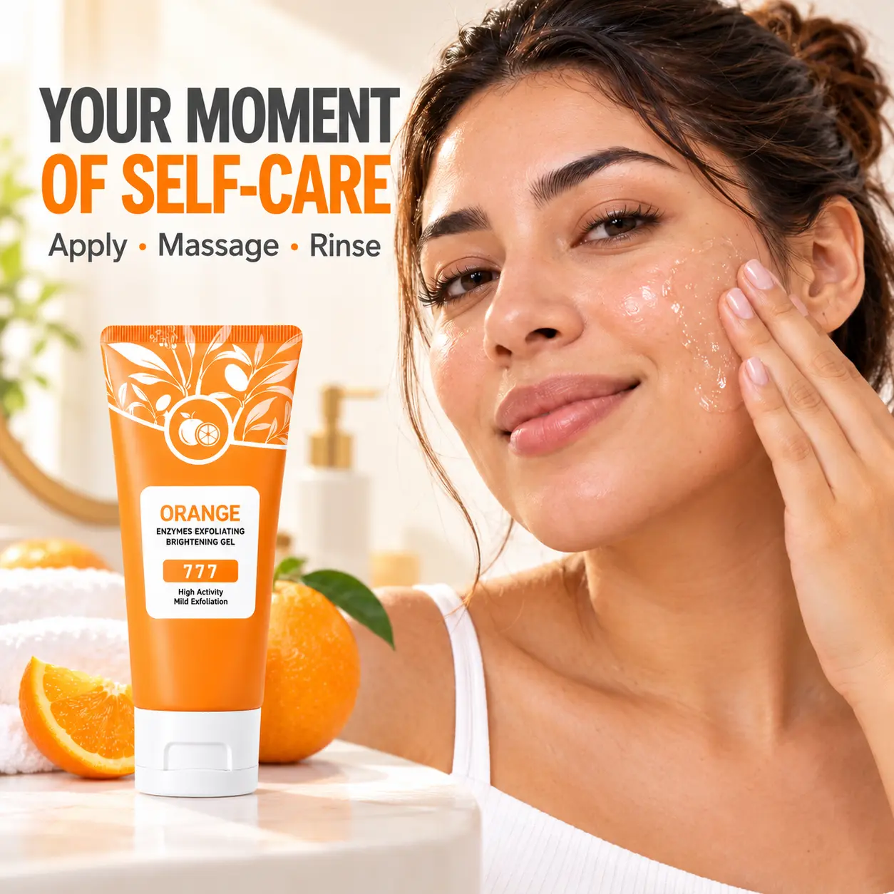 Orange Exfoliating Gel, Moisturizer Face Body Scrub Gel,Deep Cleansing Moisturizing Facial Exfoliator,Natural Orange Peeling Gel Face Scrub