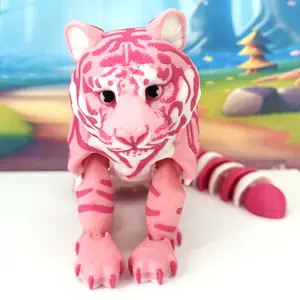 Wesctcoast3d Articulated Tiger 3D Printed Sensory Fidget Toy 12 Inches Executive Desk Toy Wild Animal Decor  AT001-LARGE-TEAL