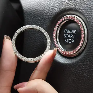 Shiny Car Interior Accessories Set, & Engine Start Ring Stickers, Engine Start Stop, Push Button Cover, Key Ignition Knob Rings, Car Interior Kit, Car Interior Decor