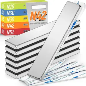 N42 Rare Earth Bar Magnets, Super Strong Bar Magnet Heavy Duty with Double-Sided Adhesive, Powerful Neodymium Bar Magnets for Sheet, Cabinet Doors, Vehicle, Whiteboard, (60x10x3mm, 6 Pack)Quesear
