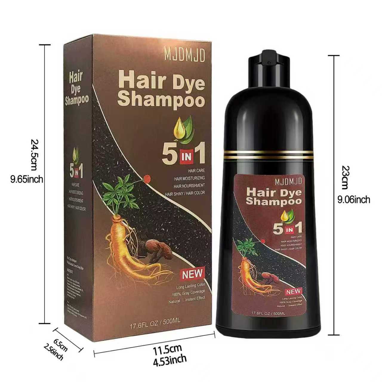 Light Brown Hair Dye Shampoo 5-in-1, Instant & Long-Lasting Hair Color Shampoo for Gray Hair Coverage, Herbal Natural Ingredients, Ammonia-Free, Unisex 500ml