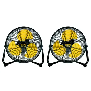 HiCFM 2 Pack 12 Inch Portable Floor Fan, 3 Speed Metal Industrial Shop Fans with 110° Tilt, 1400 CFM High Velocity Heavy Duty Fan, for Home, Garage, Workshop