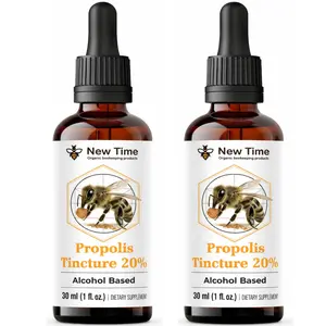 New Time Organic Bee Propolis Tincture 20% – 2 Pack (2 x 1 fl oz / 30 ml) Natural Alcohol-Based Extract
