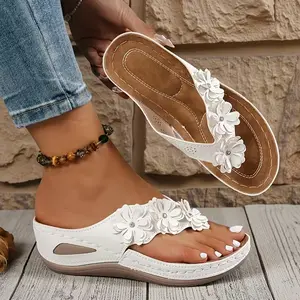 Boho casual sandal，Women's summer beach style versatile platform sandals, everyday walking slippers, casual flip-flops
