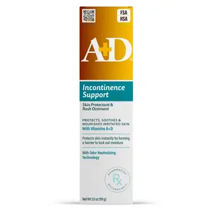 A+D Incontinence Support Skin Protectant & Rash Ointment – Treats & Prevents Incontinence Rash, Soothes Chafed Skin, Odor Neutralizing Technology