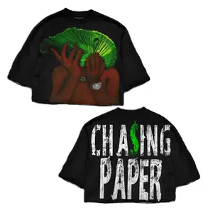 Y2K Letter Graphic Tee Chasing Paper Cropped Men Women New Streetwear Clothing Harajuku T-shirts Cotton Half Sleeve Tees_x000D_