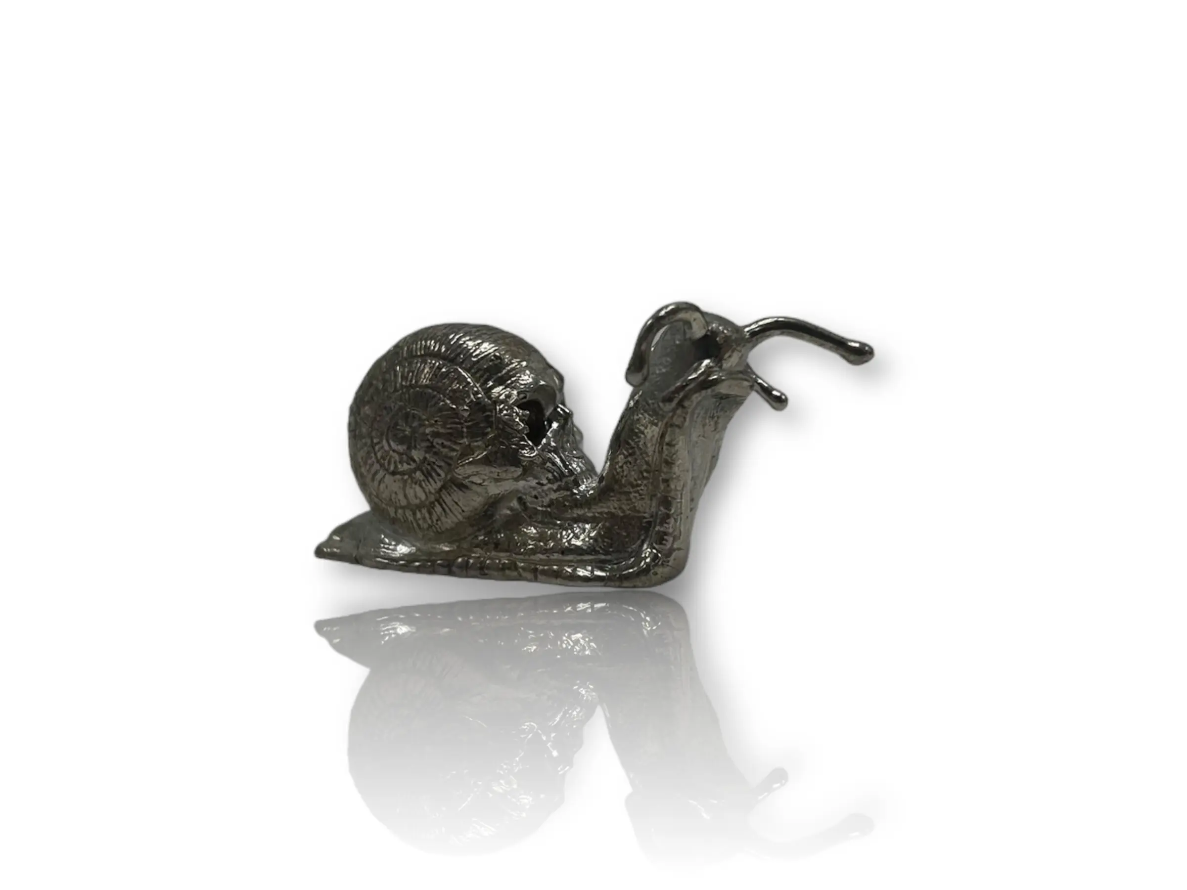 Skull Snail – Hand-Poured Silver Collectible Statue (Made in USA)