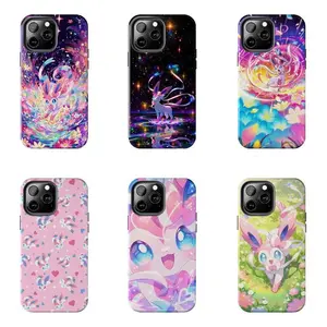 Sylveon Pokemon Anime Case for iPhone 17-7 Pro Max Plus & Samsung Galaxy S26-S21 Ultra Plus - Fairy Type Eeveelution Aesthetic Glitter Pattern Phone Cover unisex