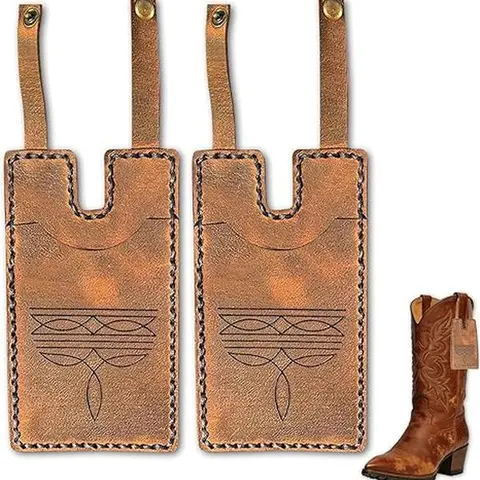 2Pcs Boot Wallet Women,Western Leather Cowgirl Boot Wallet with Snap Strap,Cowboy Boot Accessories for Party Rodeo Concert