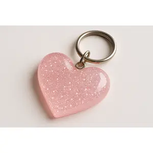 Custom My Heart is Pink  Resin Keychain Personalized Initial, Glitter / Swirl / Star Designs