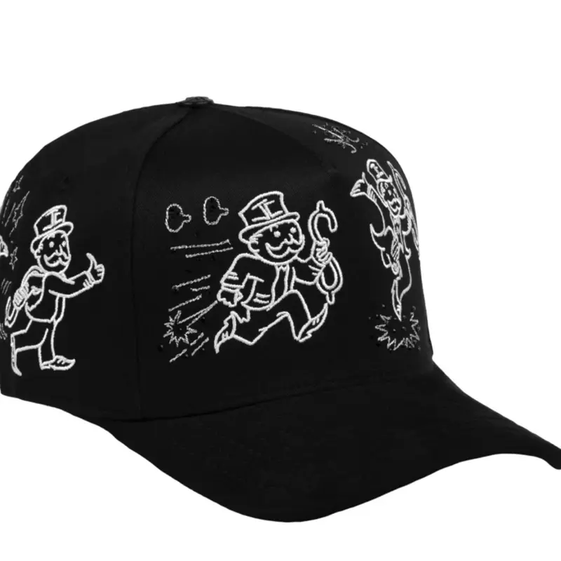 Classic Black Fashion Snapback Hat - Suede Visor, Unique Jump White Graphic Detail, Adjustable Fit, Suede Snapback, Ideal for Casual Wear & Daily Streetwear