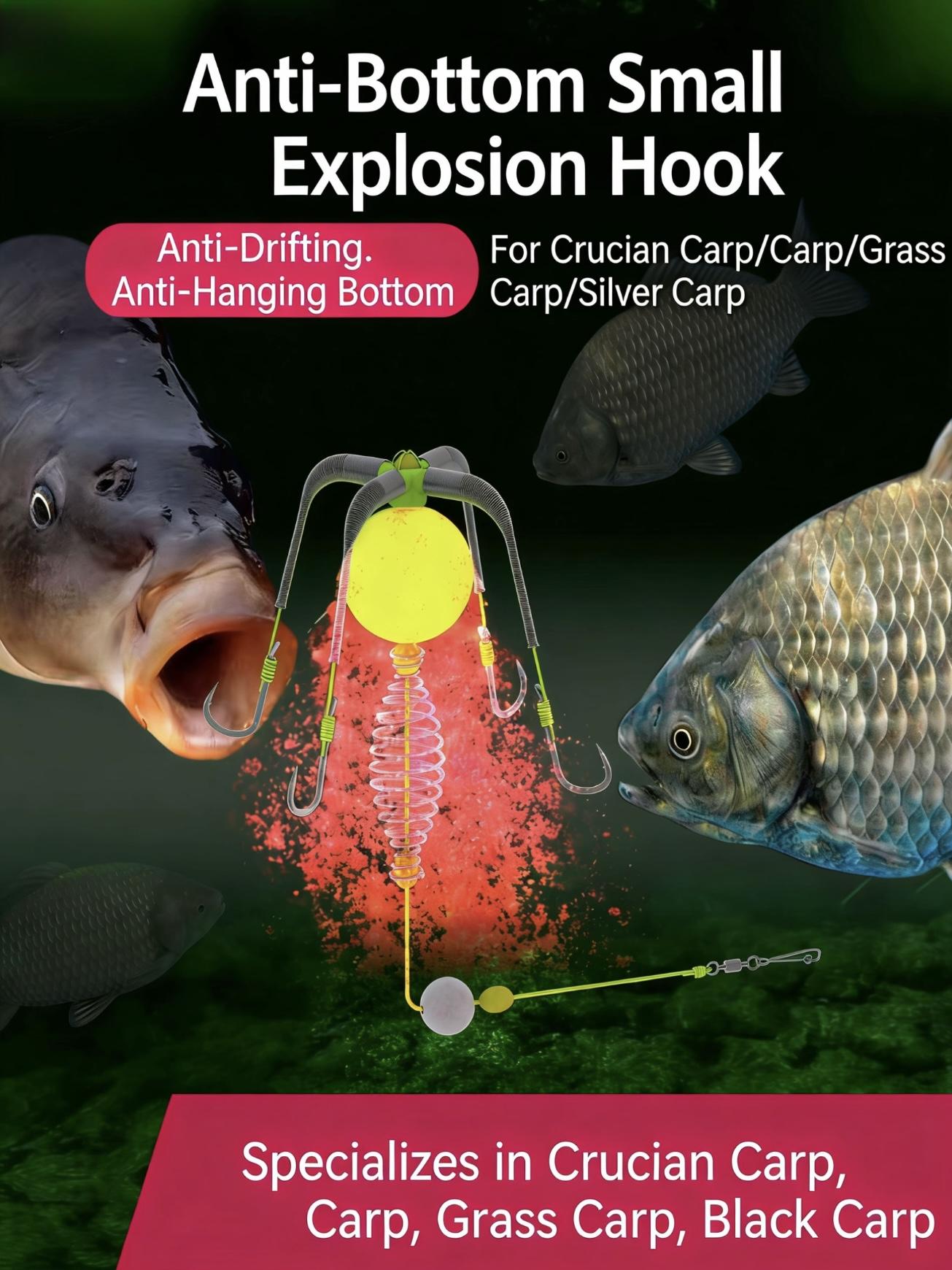 Pre-Tied Off-Bottom Mini Explosion Rig | ISEAMA & Chinu Hooks | Snag-Resistant for Carp Slip Float Surf Fishing