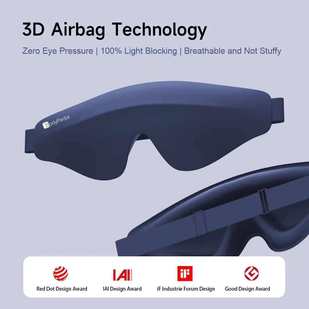 BodyPedia Air 3D Sleep Eye Mask - Breathable for ZeroEye Pressure, Perfectly Fits All Face Shapes, Light Blocking Lightweight