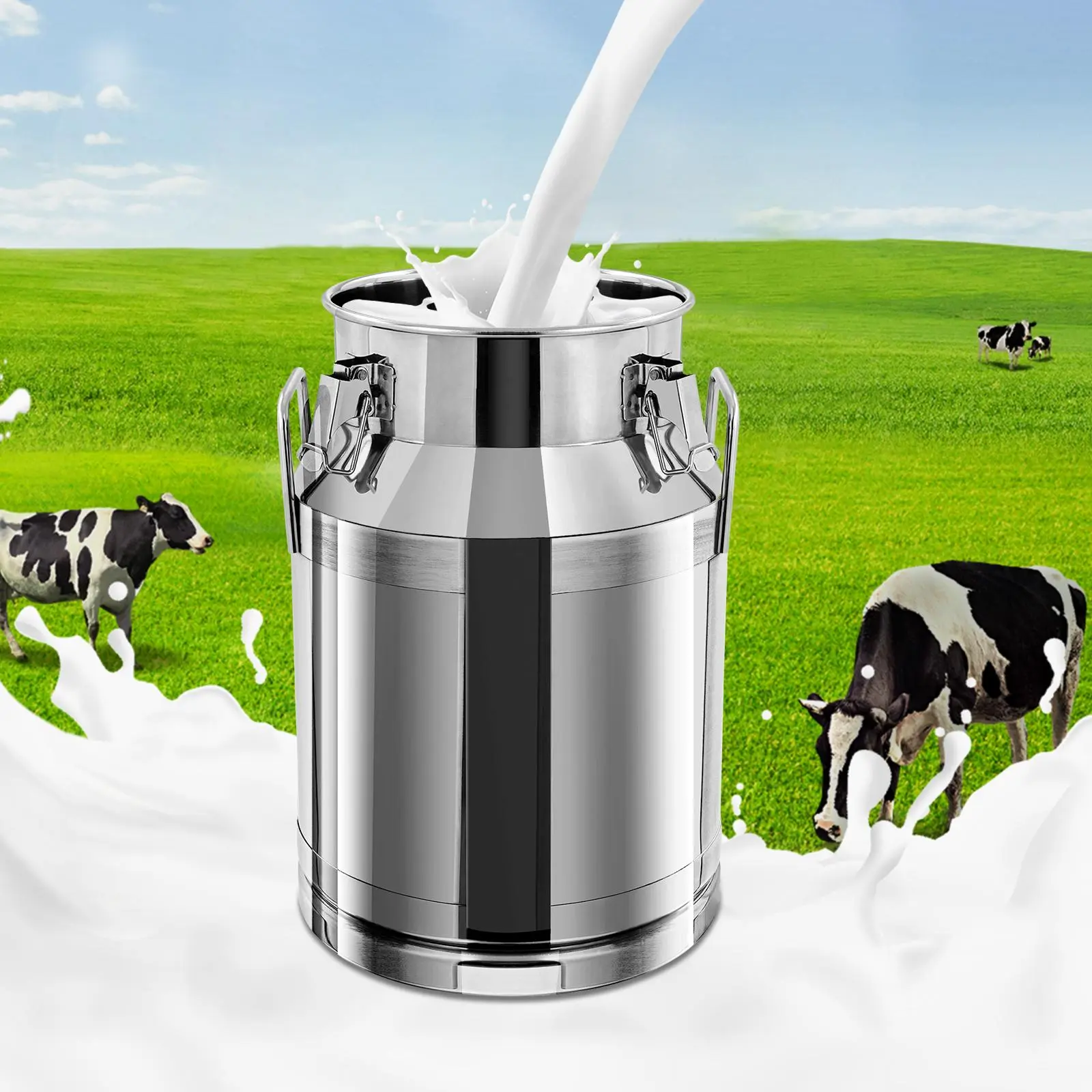 Modern Stainless Steel Gallon Water Jug - Leakproof, Corrosion Resistant, High Temperature Resistance Up to 100°C/212°F, Multi-Size 30L/40L/60L Sealed Lid Container (5.32kg Ref Weight, 32*48 cm, 380 mm) for Commercial Kitchen Use, Milk Holder or Storage