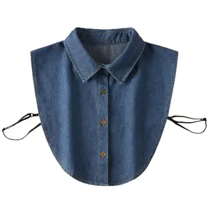 Mens and womens denim false collars are simple and versatile, Denim Fake Collar Shirt Detachable,Versatile Accessories Dickey Collars Blouse Top for Women Girls Decorative Favors