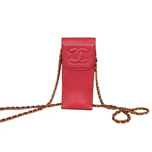 Pre-owned CHANEL . Small Leather Goods Luxury Eyewear Pouch with chain Authentic secondhand