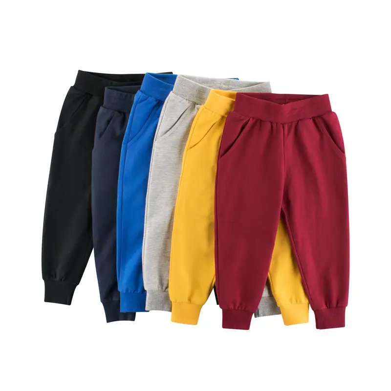 Boys' Korean Look Basic Plain Solid Color Autumn New Casual Sweatpants - Machine Washable Kids' Sports Bottoms, Child-Sized Trousers, Child Sizes