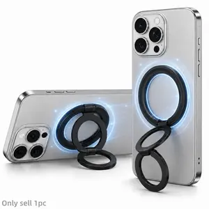 Magnetic Phone Stand & Fidget Spinner Combo for MagSafe, Dual Magnetic Ring Phone Holder with 360° Rotation, Foldable Cell Phone Grip Kickstand, Strong Magnet Desk Car Gym Stand for iPhone 17/16/15/14/13/12