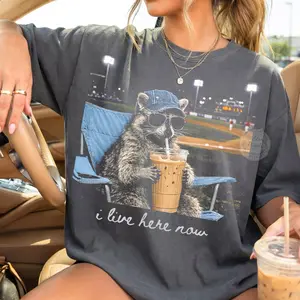 Comfort Colors Raccoon Funny Ballfield Dark Shirt, Playful Baseball Mama Style Tee, Aesthetic Funny Raccoon Softball Top, Trendy Travel Baseball Softball Tournament Shirt