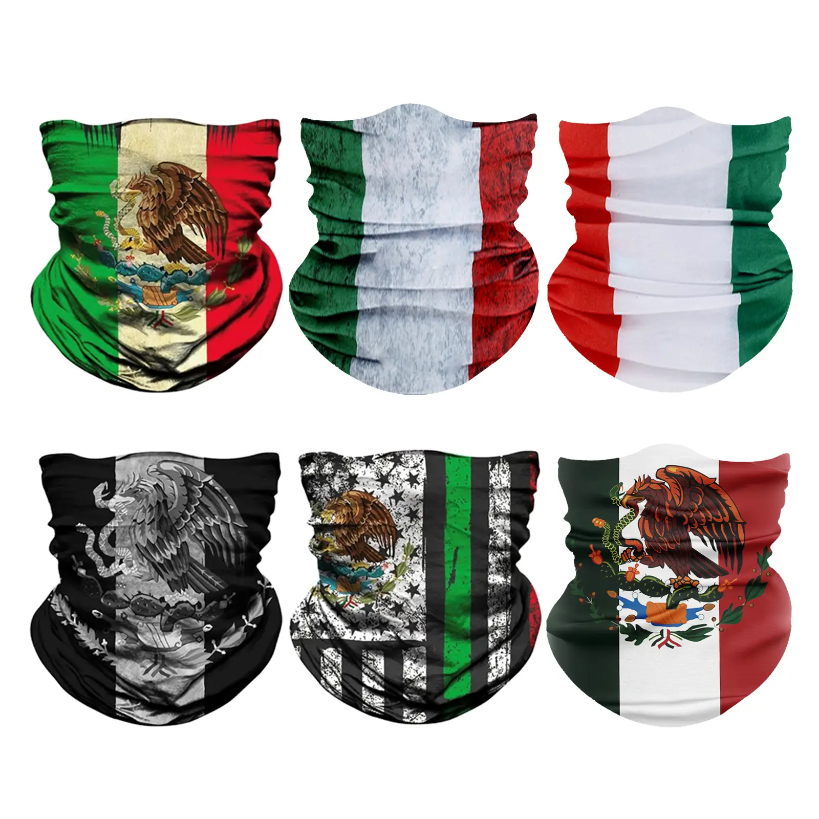 Haute Hooks Mexican Pattern 6-Pack Seamless Neck Hood Bandana Unisex, Scarf Bandana, Balaclava Bandana,Great for cycling,fishing,and construction work