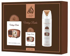 (3pc Gift Set) Vintage Radio 3.4oz EDP + Vintage Radio 20ml + 200ml Vintage Radio Deodorant Spray by Lattafa Pride