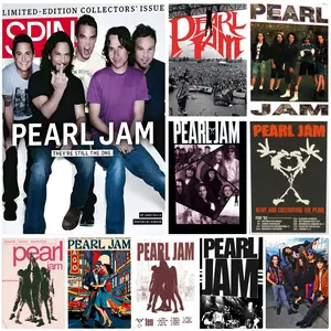 B-Banda P-Pearl Jam Poster Self-Adhesive Waterproof Art Sticker, Aesthetic Minimalist Wall Poster for Coffee Shop, Bar & Home Room Decor