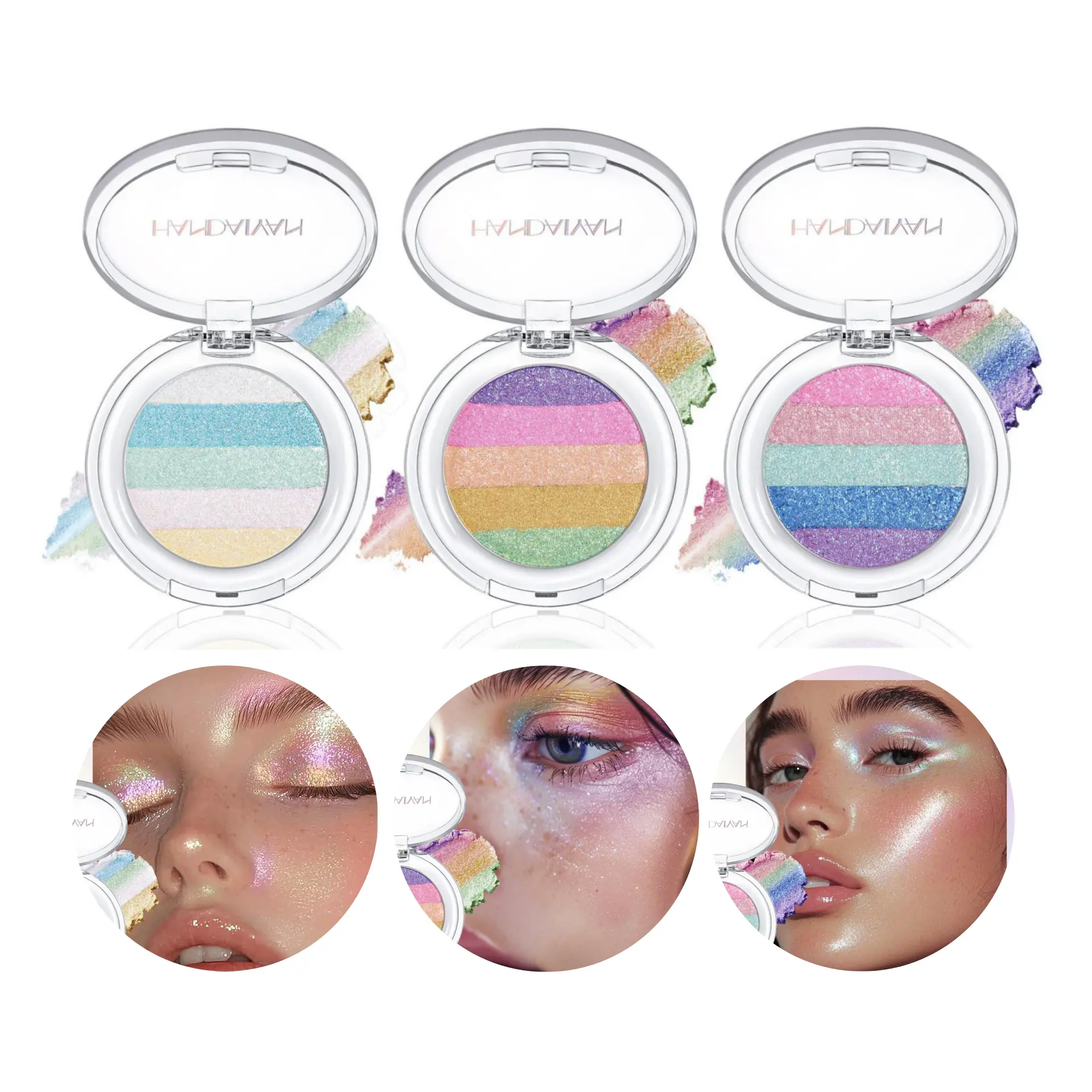 5-Color Rainbow Diamond Chameleon Eyeshadow - Multichrome Glow Glitter Highlighter, Sparkling Creative Highlight Powder for Eye Face Body Illuminator, Party Summer Makeup (Highlighters & Luminizers), Glow Glitter Powder Highlighters & Luminizers