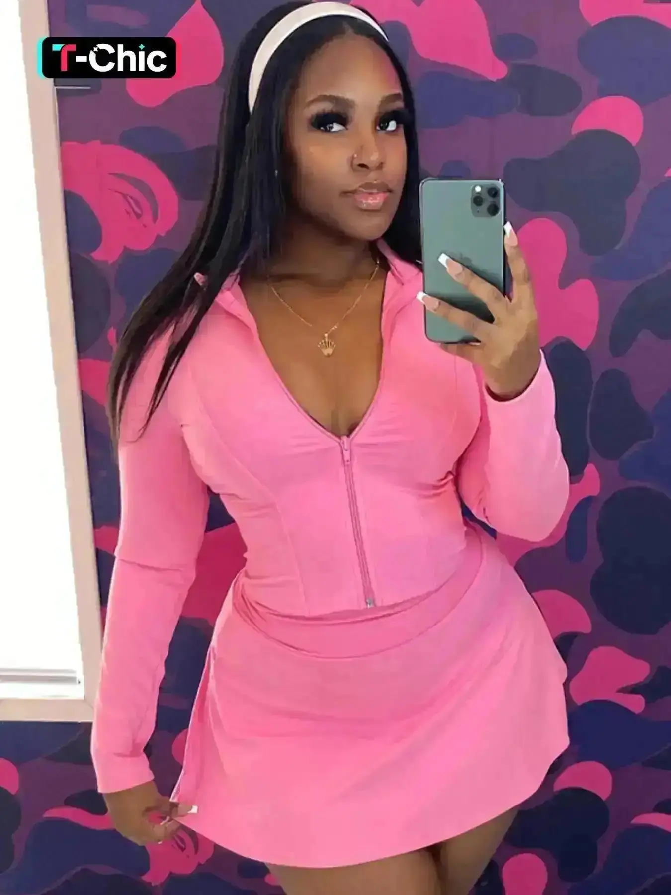 Women's Fashion Stand Collar Long Sleeve Zipper Cardigan Top & Short Skirt Set, Comfortable Casual for Daily Wear, Fall outfit Womenswear, Basic, Coord Set, Versatile, Comfort, Style, Essential, Trendy