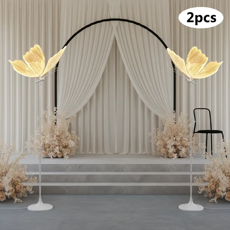 Butterfly LED Accent Lights (2-Pack, 48W Warm White, 146-178cm), AC-Powered Decorative Lighting with LED Strips, Novelty Indoor Decor Lamps for Wedding, Party Guest Guidance
