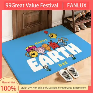 Kids Mr. Men and Little Miss Floor Mat This soft flannel mat provides a cozy Soft flannel mat with quick water absorption, non-slip and durable. Easy to clean, ideal for bathroom and entryway use.