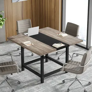 LITTLE TREE 6.5 Ft Conference Room Table, Rustic Rectangle 78.74L X 39.2W X 29.52H Inches Wood Seminar Table for Office, Conference Room,2 Tables (Chair not Included)