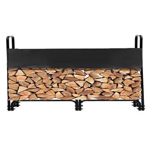 【GARVEE】8.5FT Outdoor Firewood Rack with Cover, 1/2 Cord of Firewood, Heavy Duty Firewood Holder & Waterproof Cover for Fireplace, Patio, Log Storage Rack for Firewood 100in*47in*14in Outdoor Indoor