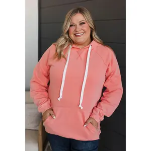 Excellent Mood Drawstring Hoodie- Peach