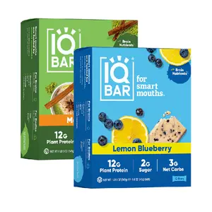 IQBAR Lemon Blueberry & Matcha Chai Bars - 24 Vegan Protein Snacks, 12g Plant Protein, 2g Sugar, 3g Net Carbs, Gluten-Free, Dairy-Free, Soy-Free, Kosher