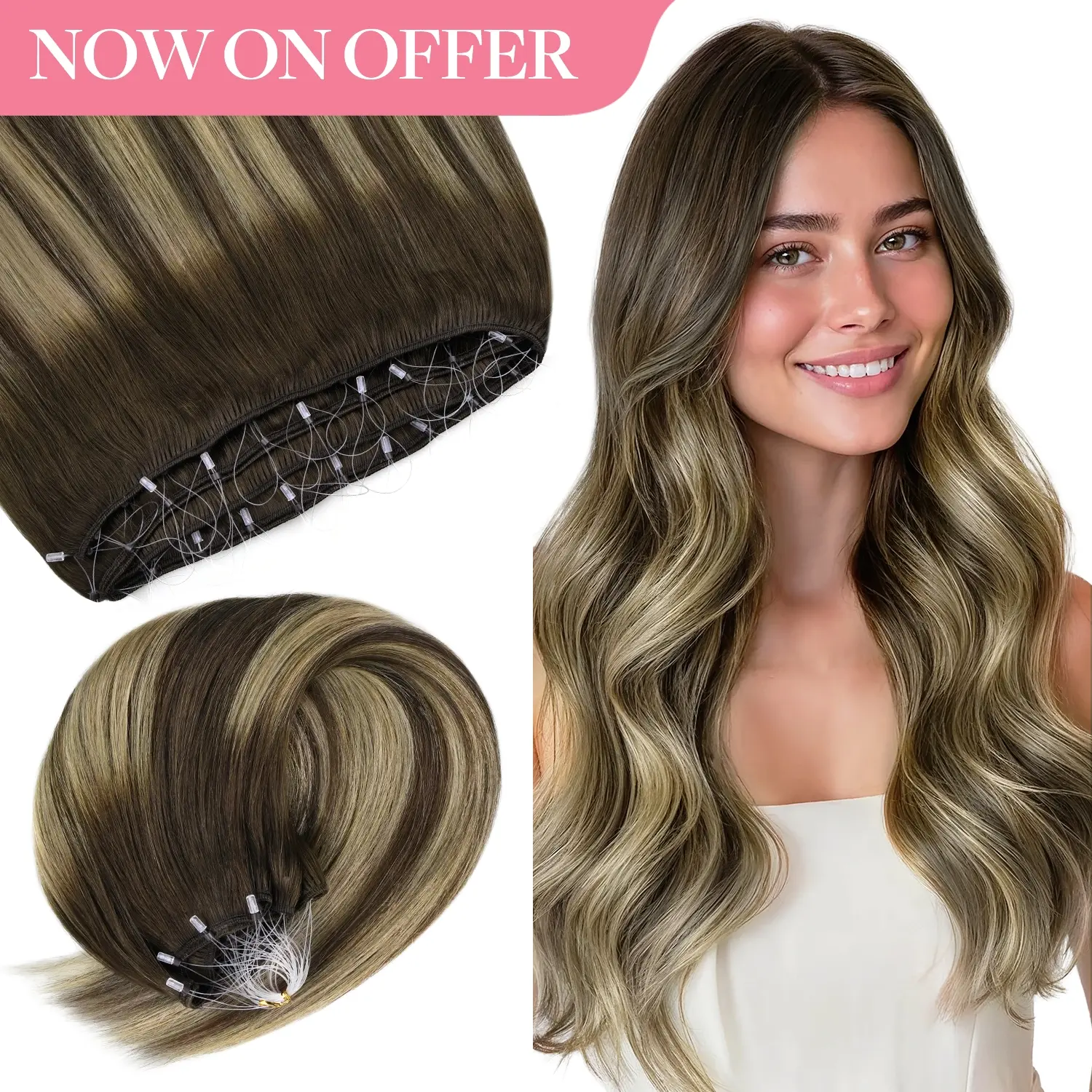 [Final Offer]GOO GOO Micro Loop Beaded Sew In Weft Hair Extensions Human Hair, Sew In Feather Weft Extensions Straight Human Hair for Scalp Friendly with Invisible and Natural Hair Look #sohochic #tiktokshopstockup#TikTokShopFallDealsForYou