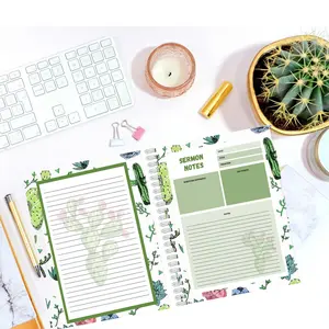 Faith Sermon Notes notebook with Succulents and Cactus Design