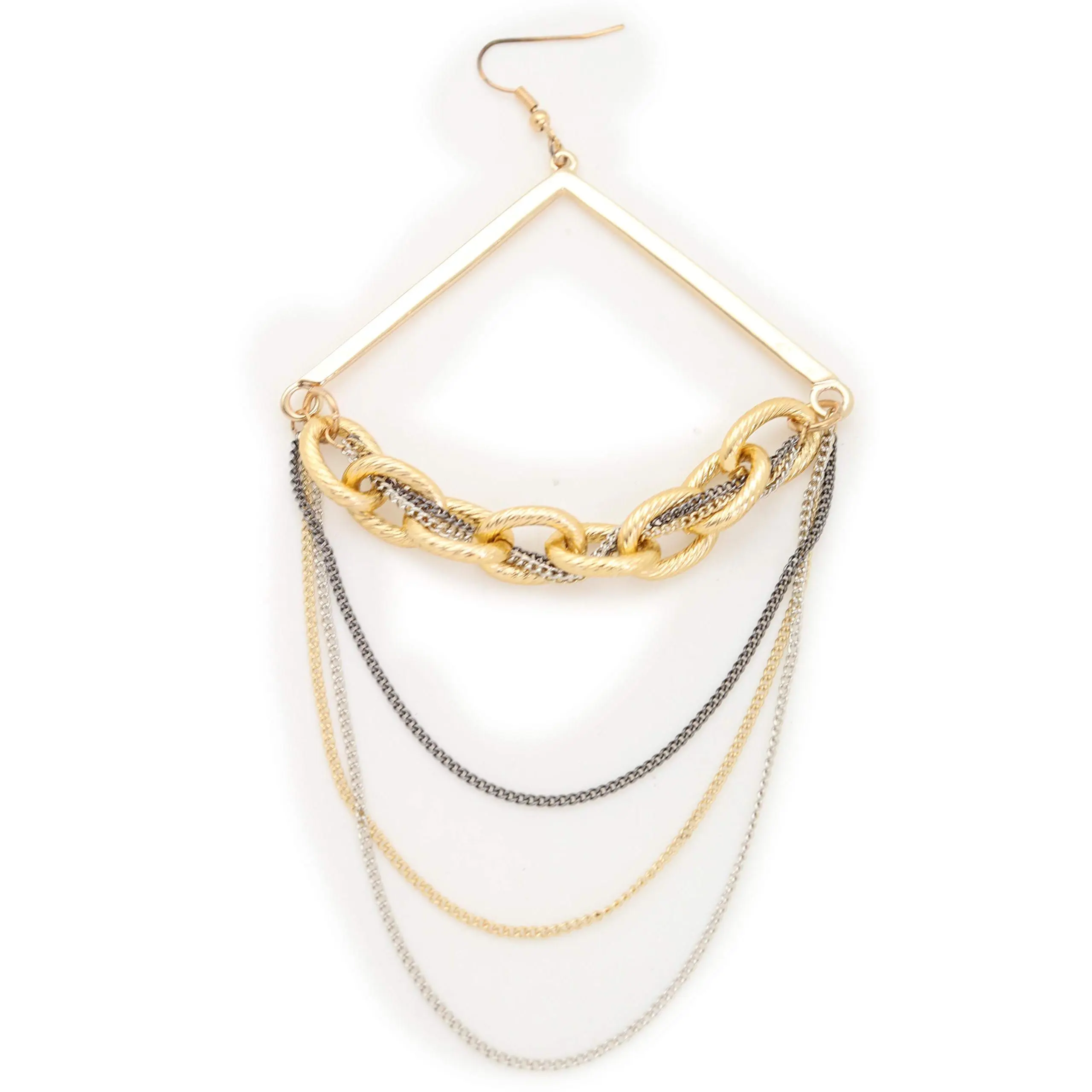TFJ Women Fashion Hook Earrings Set Gold Metal Chain Thick Links Dangle Drop Charm Hood