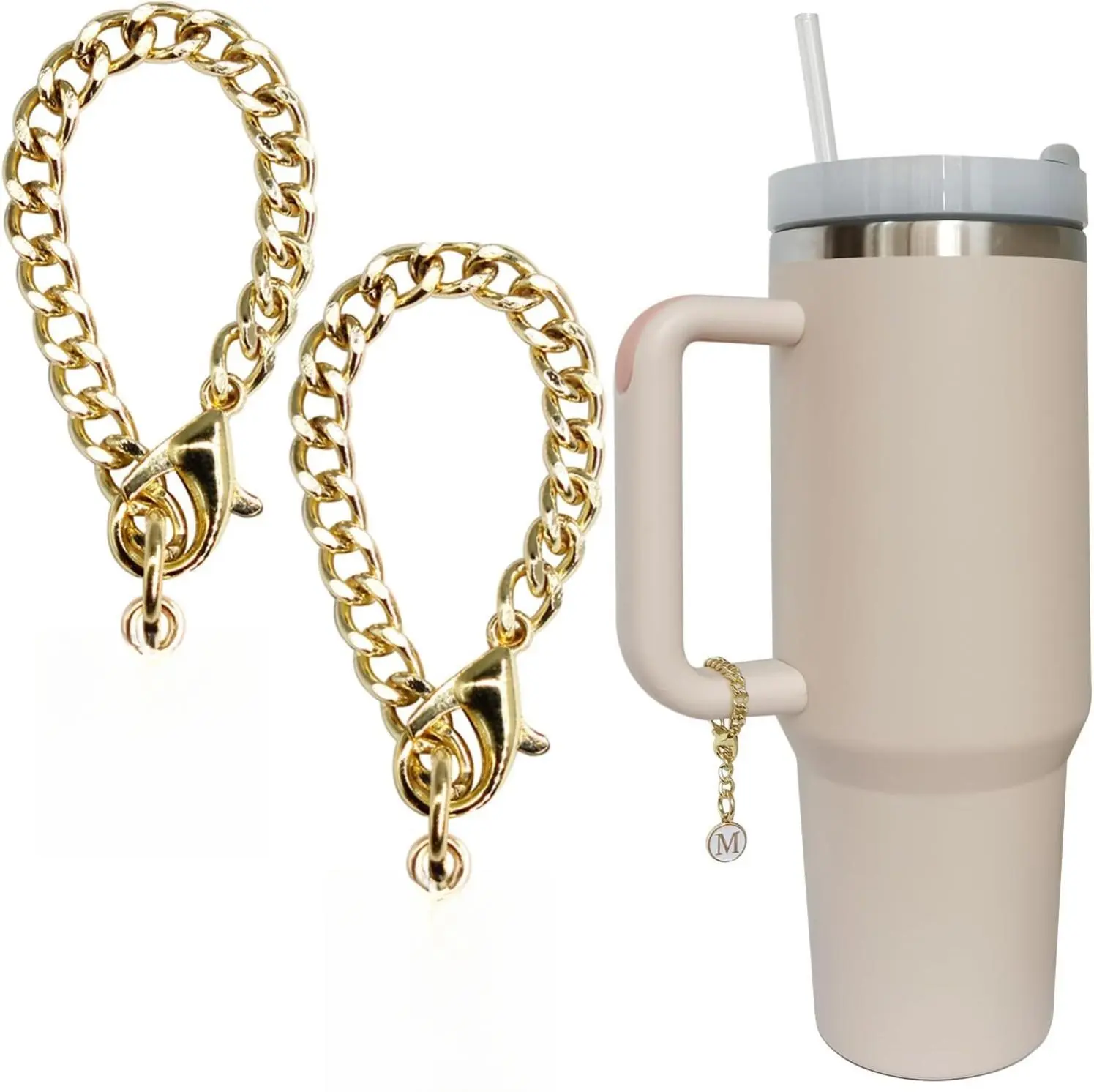 Letter Charm Accessories for Stanley Cup 2PCS Initial Name ID Personalized Handle Charm for Stanley Tumbler