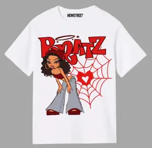 BRATZ Doll T-Shirt - Comes in Red or Black on Blk or White Shirt Short sleeve Casual T shirt graphic Cute  Comfortable Summer  Top