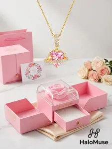 Mother's Day Gift Dopamine Pink Heart Planet Necklace, Light Luxury Premium Clavicle Chain, Gift for Mom & Girlfriend