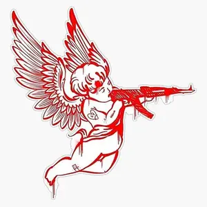 Angel with Machine Gun Sticker Vinyl Waterproof Sticker Decal Car Laptop Wall Window Bumper Sticker