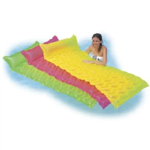 212 MAIN Intex 58807EP Tote-N-Float Wave Mat Pool Float - Assorted Colors, Neon Vinyl, Built-In Pillow, Double Sealed Design