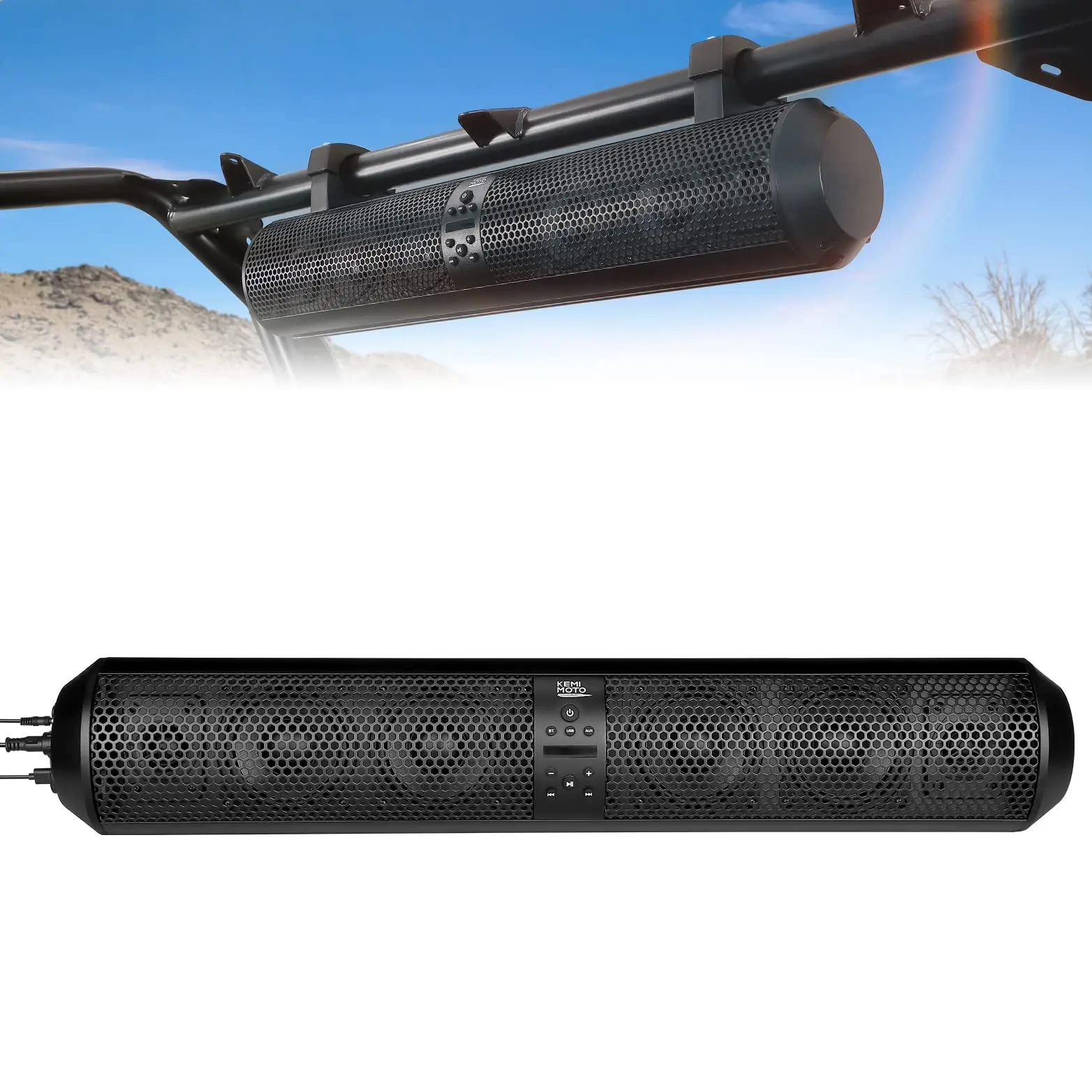 KEMIMOTO 28-Inch 6-Speaker UTV Bluetooth Sound Bar, 500W Max, for 1.56–2.25-Inch Round Roll Bars
