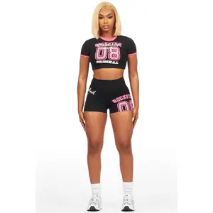 Novena Black Crop Bike Short Set