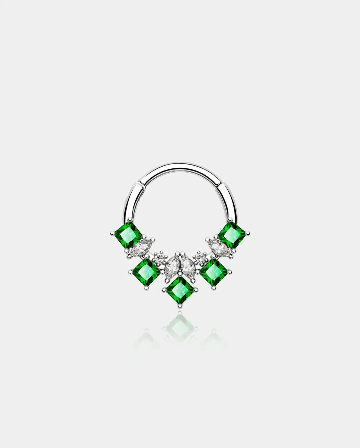 Verdant Green Gem Hinged Segment Septum Ring